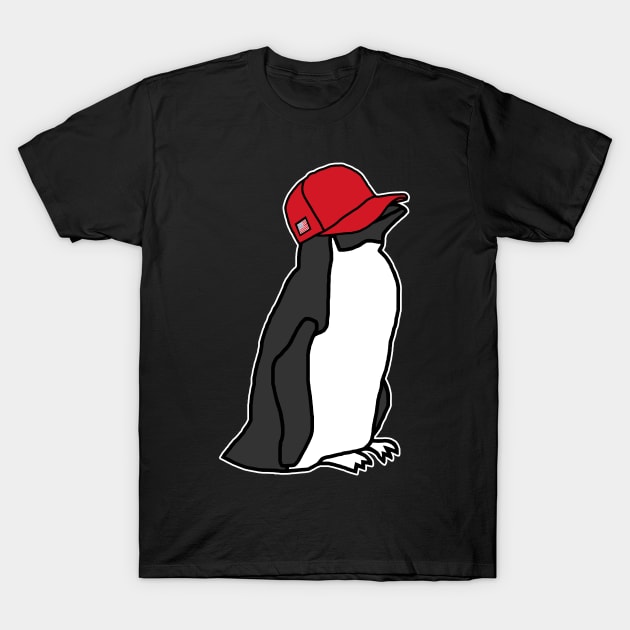 Trucker Hats Red Penguin Graphic T-Shirt by ellenhenryart